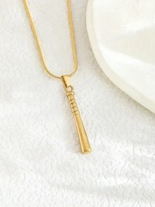 1入創意可愛不鏽鋼棒球棒吊墜項鍊,棒球愛好者珠寶禮物,男女生活潮流裝飾 - 彩色 - 查看 3