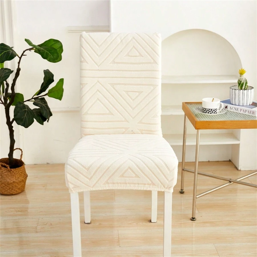 1張 Massivfarbe Jacquard-staubschutzstuhlbezug Mit Hoher Elastizität, Verschleißfestigkeit, Universell Für Alle Jahreszeiten Geeignet Und Passt Zu Büro, Wohnzimmer Und Zuhause - 米色 - 查看 1
