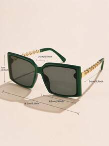 1副夏季时尚方形大框眼镜，女士镂空镜腿，奢华高端优雅装饰，时尚户外百搭街头风旅行海滩配饰，女士眼镜太阳镜基础款，秋冬女士服装商务休闲礼品