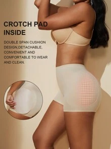 1 pieza Pantalones cortos moldeadores de cintura alta sin costuras para mujer, ropa interior moldeadora con control del abdomen, pantalones cortos ajustados, entrenador de cintura, almohadillas para glúteos, pantalones moldeadores - Blanco - Ver 2