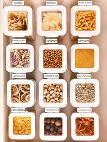 1 件透明塑料密封罐，用于坚果、燕麦、香料、谷物、厨房冰箱储物盒、食品储存容器，用于谷物、面粉、糖和其他厨房配料 - 無色 - 查看 7