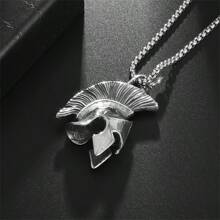 SeuSuk 1 st. Modetrend Kreativ Krigare Mask Hjälm Halsband Hängsmycke Stickbloss Rock Party Smycke Herr Och Kvinnor Presenter - Antikt Silver - Visa 8