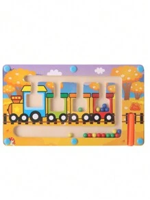 1 Pc Wooden Color Sorting Board Children'S Toys Small Train Maze Suitable For Cultivating Attention Training Cognitive Toys Suitable As Holiday Gifts For Boys And Girls - Train - View 2