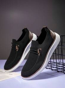 Men's Loafers Casual Boat Shoes Walking Slip On Sneakers Dress Oxfords For Men Fashion Flat Shoes Black Comfortable Leisure Vintage Black - 黑色 - 查看 3