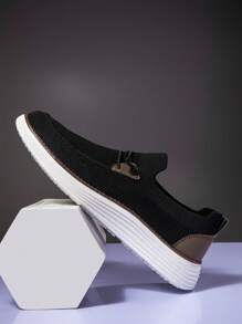 Men's Loafers Casual Boat Shoes Walking Slip On Sneakers Dress Oxfords For Men Fashion Flat Shoes Black Comfortable Leisure Vintage Black - 黑色 - 查看 5