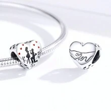 bamoer 1 pièce 925 Argent Sterling Famille Perles D'amour Rouge Perles D'étreinte Aimante Pour Bracelet De Femmes Collier Accessoires De Bricolage Cadeau De La Saint-valentin