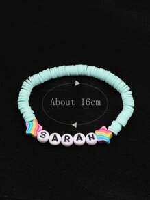 1 peça Pulseira de contas de letras coloridas personalizadas com tema de Natal, adequada para homens e mulheres, pode personalizar nome, slogan ou título do álbum