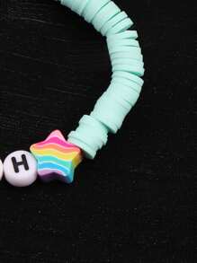 1 peça Pulseira de contas de letras coloridas personalizadas com tema de Natal, adequada para homens e mulheres, pode personalizar nome, slogan ou título do álbum