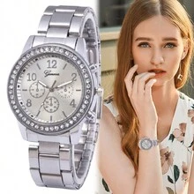 Geneva Diamond Lady Watch Vintage Elegant Design Woman - Silver - View 4