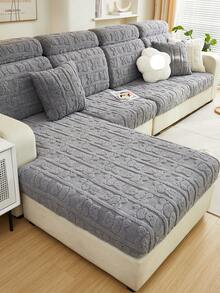 1 件冬季加厚双面提花防滑沙发垫套，简约风格柔软亲肤防宠物沙发套，防刮毛绒纯色沙发套，适用于 L 型组合沙发和 1/2/3/4 人座沙发 - 深灰色 - 查看 5