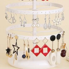 1入組五層360度旋轉鐵質首飾架,每層旋轉高度可調節,適用於耳環儲存及展示 - 白色 - 查看 4