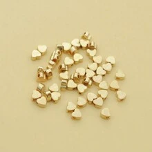 50pcs/Pack Pure Brass Cute Heart Shape Beads For Diy Handmade Jewelry, Sewing, Clothing Design, Multi-Color Accessory Supplies - Gold - View 1