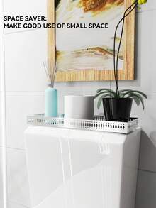 1入組鍍鉻浴室梳妝盤,金屬馬桶水箱盤,廚房托盤,18" X 6"矩形浴室梳妝盤,鍍鉻肥皂分配器香水珠寶盤 - 銀色 - 查看 3