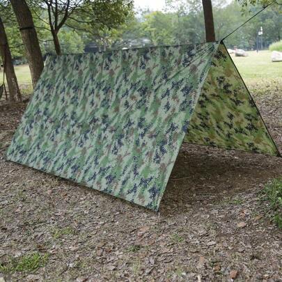 1 Tenda Ao Ar Livre Com Grande Cobertura De Sombra Para Acampamento E Caminhada, À Prova De Chuva, Proteção Solar, Cobertura De Sombra Triangular, Equipamento De Camping Para Praia/churrasco, Pano De Chão Impermeável, Tapete À Prova De Umidade