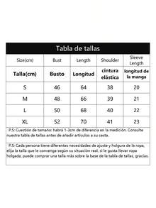 Camisa con estampado de letras para mujer Camiseta casual suelta con estampado gráfico - Negro - Ver 3