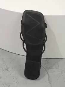 Nuevas Pantuflas Negras De Punta Cuadrada Y Suelo Plano Para El Verano, Clásicas, Cómodas Y Ligeras Para Usar En Interiores O Al Aire Libre.