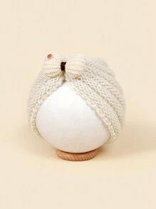 3 件装婴儿和儿童柔软透气针织无檐便帽，带花卉蝴蝶结装饰和耳罩，爱心情人节 - 彩色 - 查看 8