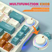 60% Keyboard 68 Keys Hot Swap Computer Wireless Gaming USB Wired RBG Light Led Mechanical Keyboard - White and Gray - View 3
