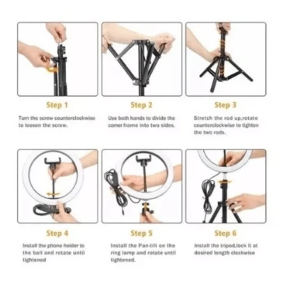 Ring Light Led celular selfie Iluminador 26cm 10 Polegadas Completo Tripé 210cm