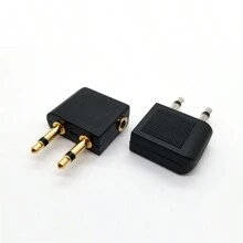 2入組金鍍飛機音頻轉換器(母轉雙公,金/銀)3.5mm金鍍立體聲音頻轉換器適用於航空耳機 - 黑色 - 查看 2