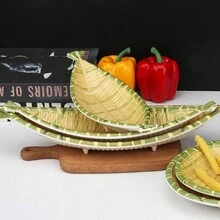 1個三聚氰胺塑膠托盤,火鍋甜點、水果、小吃等服務托盤 - 綠色 - 查看 1