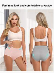 MEIYATING Quần lót tam giác cạp cao thoáng khí thoải mái cho nữ, màu trơn - Nhiều màu - Xem 6
