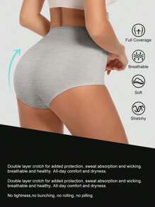 MEIYATING Quần lót tam giác cạp cao thoáng khí thoải mái cho nữ, màu trơn - Nhiều màu - Xem 3
