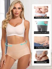 MEIYATING Quần lót tam giác cạp cao thoáng khí thoải mái cho nữ, màu trơn - Nhiều màu - Xem 4