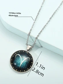 十二星座发光宝石吊坠银项链，男女皆宜，可个性化定制，是圣诞节和情人节的精美配饰。 - 銀色 - 查看 9