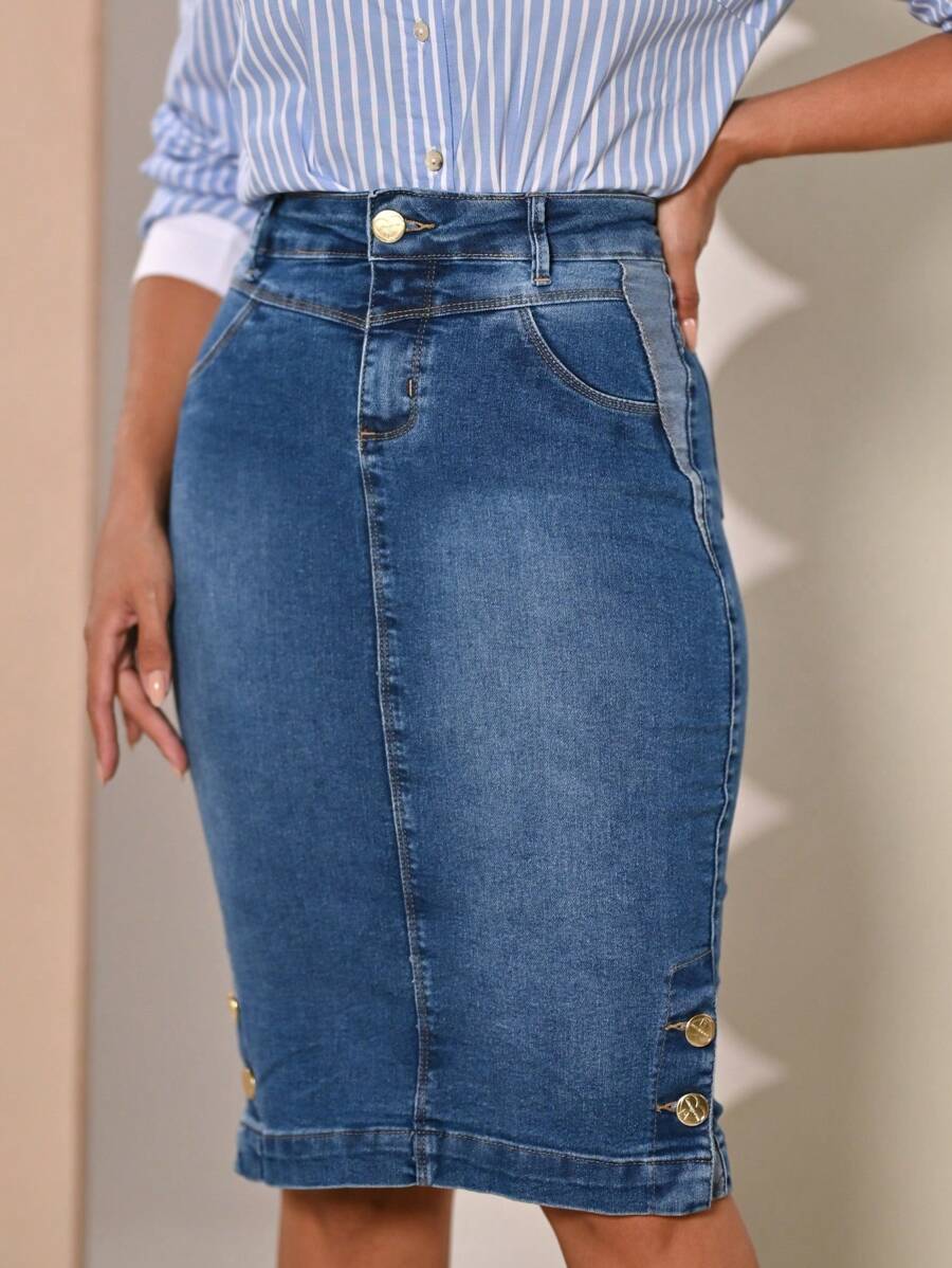 Women Denim Skirts - Blu lavato medio - Visualizzare 1