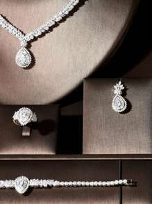 1 件/套性感立方氧化鋯水滴裝飾珠寶套裝,理想的女士週年紀念禮物 - 銀色 - 查看 3