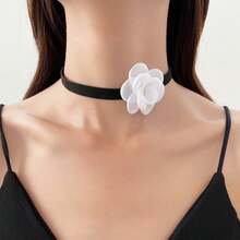 1個復古多彩大花頸圈絨面鎖骨項鍊女性派對宴會頸部飾品 - 酒紅色 - 查看 6