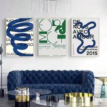 3入組抽象文本及字母圖案裝飾牆藝術畫布印刷品,適用於家居裝飾 - 紅白色 - 查看 2