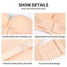 Brasier Push Up Strapless Sin Tirantes Invisible Bra - Beis - Ver 4