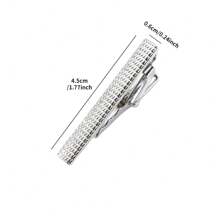 1个男士1.77英寸短款时尚领带夹，金色银色镜面窄领带夹，特别个性化优雅领带夹，节日礼物服装配饰 - 銀色 - 查看 2