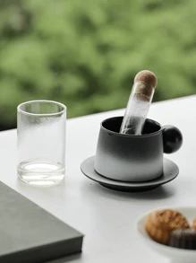 1 pièce/2 pièces Filtre à thé en verre borosilicaté haute résistance avec tube pour la maison, le bureau, pour séparer le thé et filtrer les feuilles de thé, retour à l'école