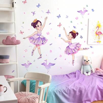 Pegatina De Pared De Chica Bailando, Calcomanías De Arte Autoadhesivas Para La Decoración De Fondo Del Dormitorio