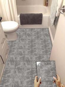 1套10片自粘式可拆式pvc裝飾地板貼紙,防水水泥灰色正方形牆貼,適用於家居裝飾 - 彩色 - 查看 3