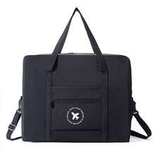1pc Large Capacity Short Haul Shoulder Travel Bag For Boarding, Waterproof Foldable Luggage Storage Bag - Black - View 4