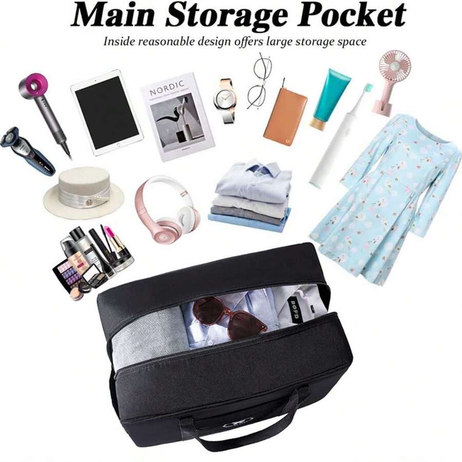 1pc Large Capacity Short Haul Shoulder Travel Bag For Boarding, Waterproof Foldable Luggage Storage Bag - Black - View 1