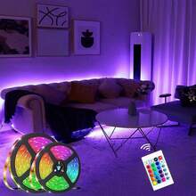 可用24鍵遙控器控制的1入組rgb Led燈條,smd 5050,每米30個led,柔軟的led房間裝飾燈,由usb供電,易於安裝,1米/5米長,適用於電視、電腦、臥室、家居裝飾、節日派對環境燈,情人節完美禮物 - 彩色 - 查看 2