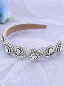 水鑽裝飾頭帶髮箍,寬邊髮帶,女孩多功能髮飾 - 灰色 - 查看 5