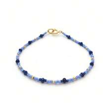 Ins Style European And American Vintage Fashion Blue Purple Beads Woven Handmade Fine String Bracelet For Women/Girls