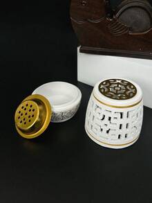 1 件北歐風格白色陶瓷香爐,ins 風格圓柱形香盤,客廳創意香薰裝飾,室內使用小香座,適合家居客廳裝飾 - 一個白色圓柱香爐 - 查看 3