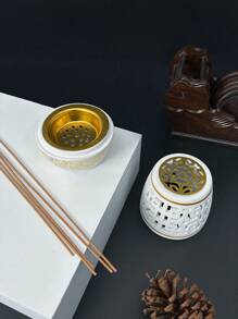 1 件北歐風格白色陶瓷香爐,ins 風格圓柱形香盤,客廳創意香薰裝飾,室內使用小香座,適合家居客廳裝飾 - 一個白色圓柱香爐 - 查看 4