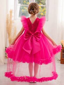 Young Girl Formal Dress Princess Ball Gowns For Children, Suitable For Birthday Parties, Weddings, Festivals, Competitions, Stage Performances - Hot Pink - View 1