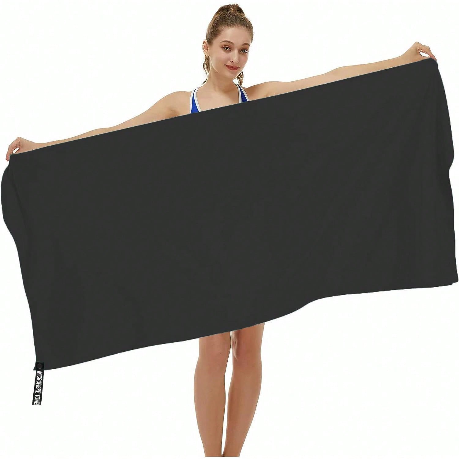 Black MultiSize Ultrafine Fiber Towel, SandFree Beach Towel