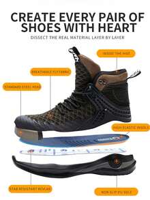 男士安全鞋,高筒工作鞋,透氣,防砸,防刺,全年適用