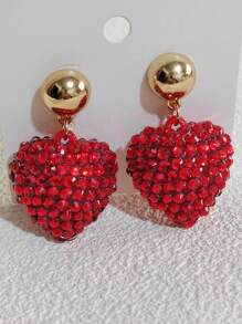 女性珠寶彩色愛心吊墜耳環,情人節禮物 - heart earring - 查看 5