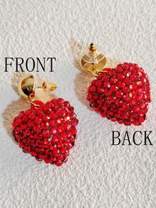 女性珠寶彩色愛心吊墜耳環,情人節禮物 - heart earring - 查看 4